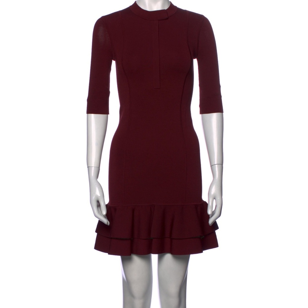Veronica Beard Red Ruffled Sheath Dress for Cocktail